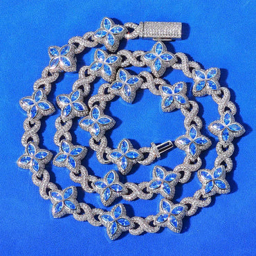 Four-Leaf Clover Cuban Link Chain with Figure-8 Clasp – Custom S925 Sterling Silver Hip Hop Men’s Trendy Streetwear Necklace - CaratixJewelry