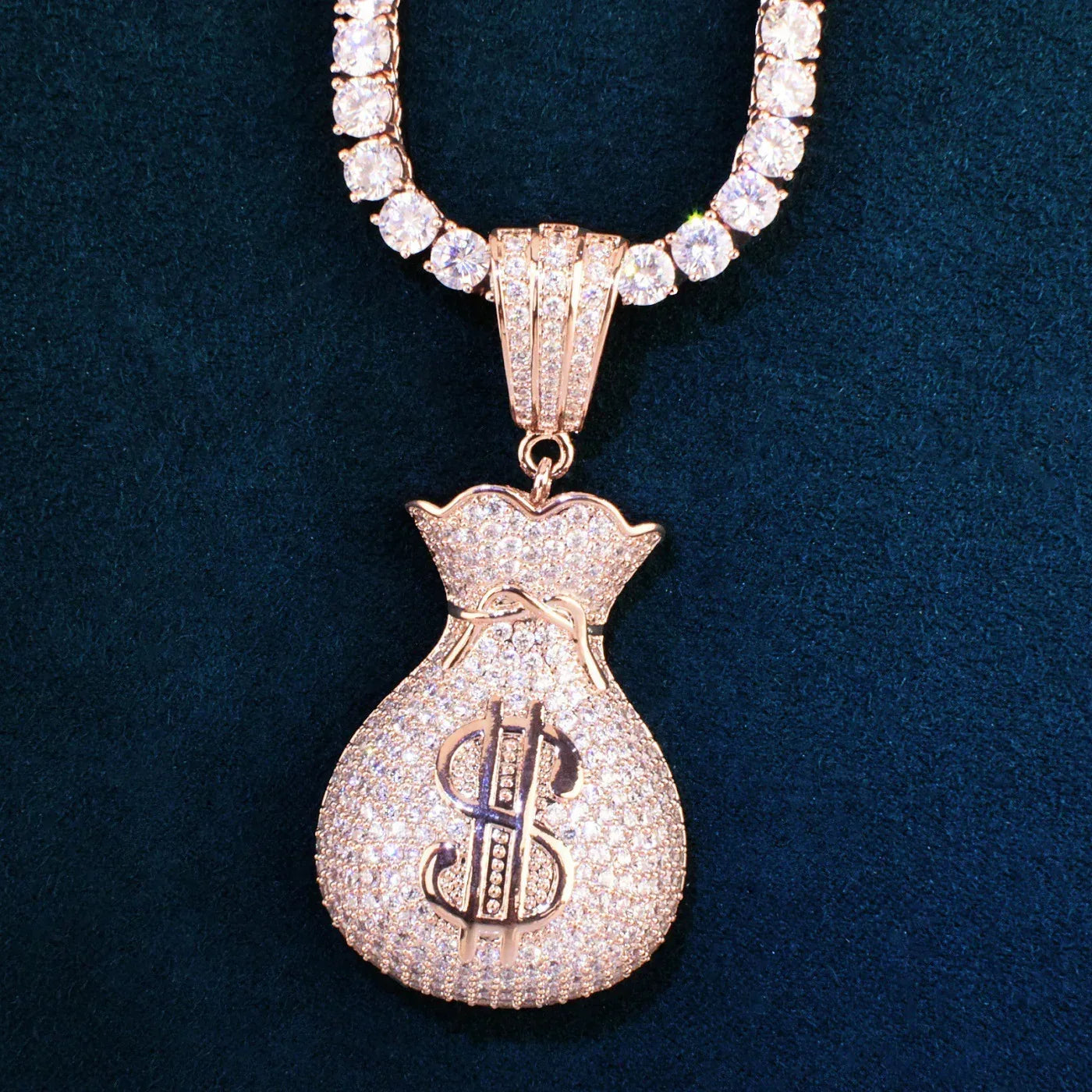 Iced Out Money Bag Pendant | CZ Hip Hop Men’s Streetwear Fashion Jewelry - CaratixJewelry