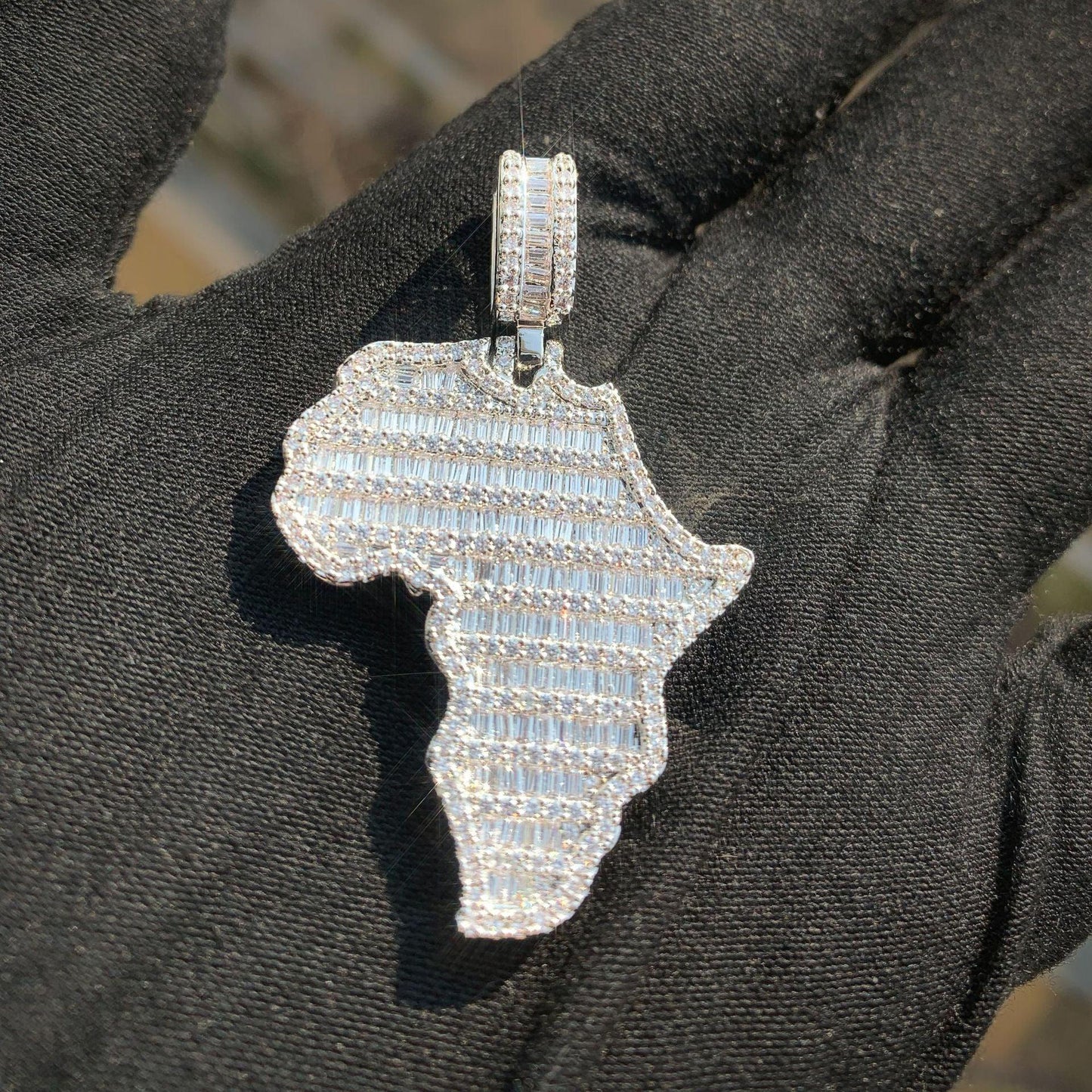 Iced Out Africa Map Pendant Necklace – 18K Gold Plated Hip Hop CZ Jewelry - CaratixJewelry