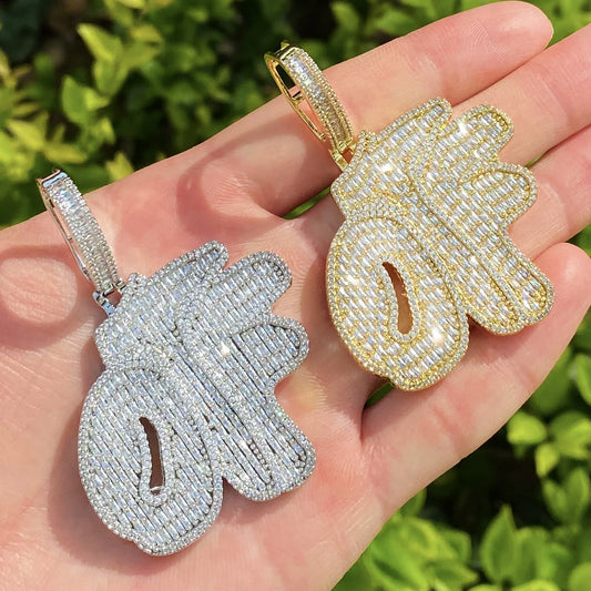 Iced Out "OTF" Letter Pendant for Women | Ladies Real Copper CZ Necklace - CaratixJewelry