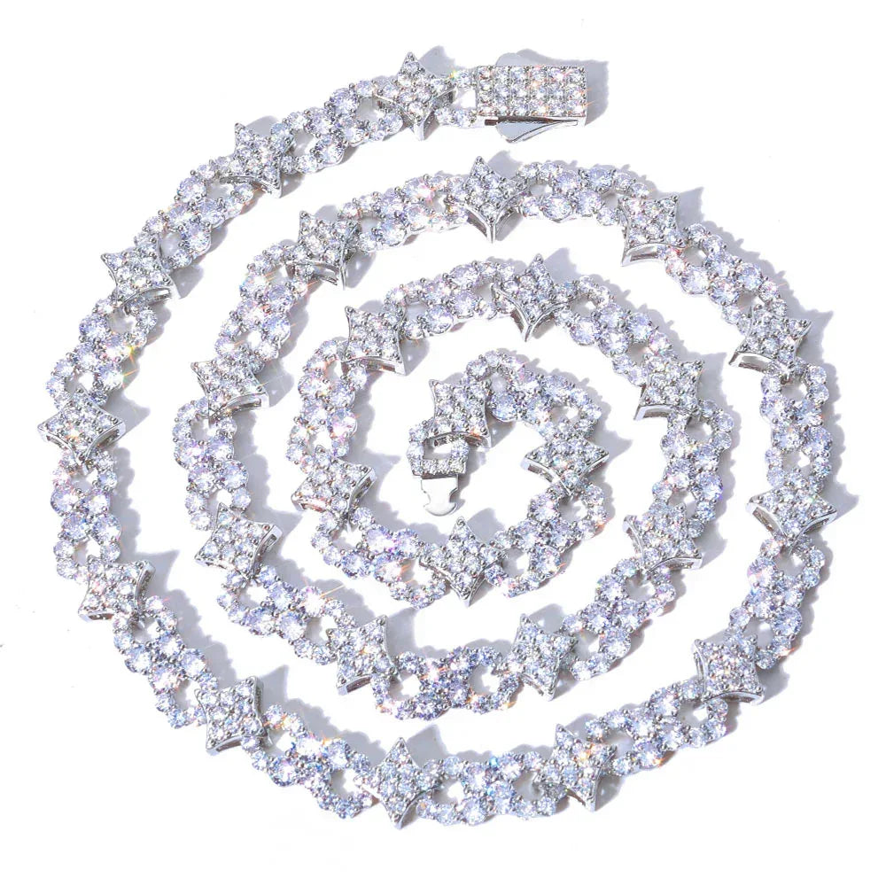 Custom 12mm Star & Infinity 8-Link Necklace | Iced Out Rapper Chain for Men | Caratix - CaratixJewelry