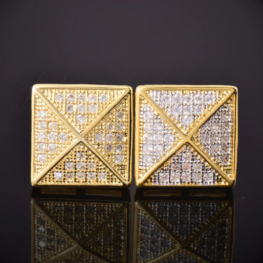 Square Stud Earrings with Zircon | Creative & Trendy Hip Hop Jewelry | Caratix Jewelry - CaratixJewelry