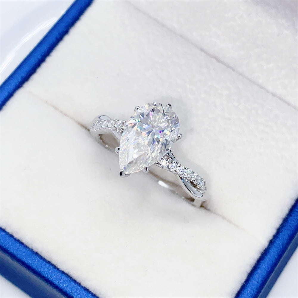 2026 Summer Collection: 3 Carat Pear Cut Moissanite Ring | S925 Silver Teardrop Ring | Caratix
