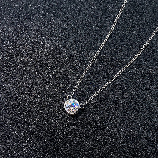 S925 Sterling Silver Bubble Moissanite Necklace | Floating Circle Pendant | Caratix