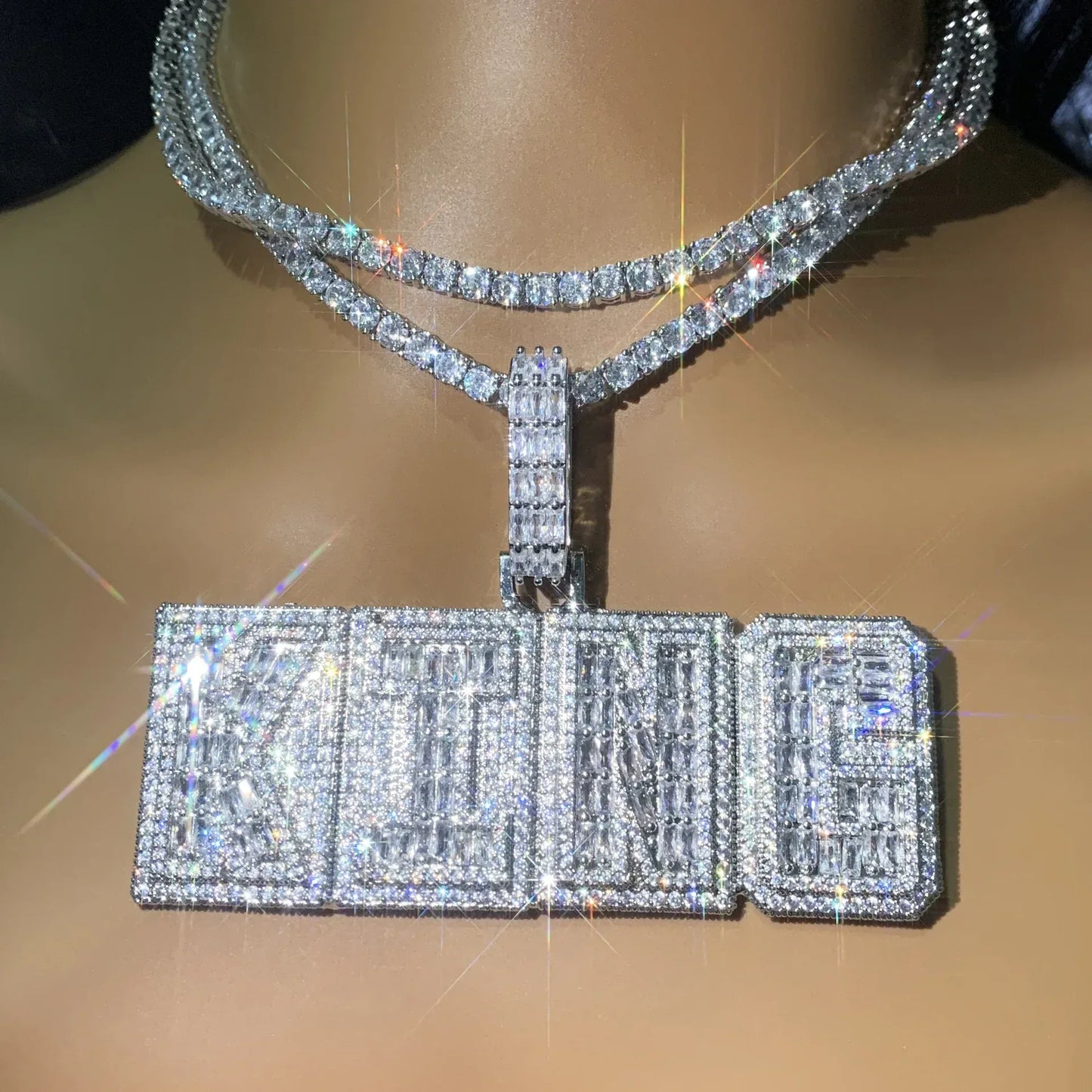 Iced Out Block Letter Pendant | DIY CZ Initial Hip Hop Trendy Necklace - CaratixJewelry