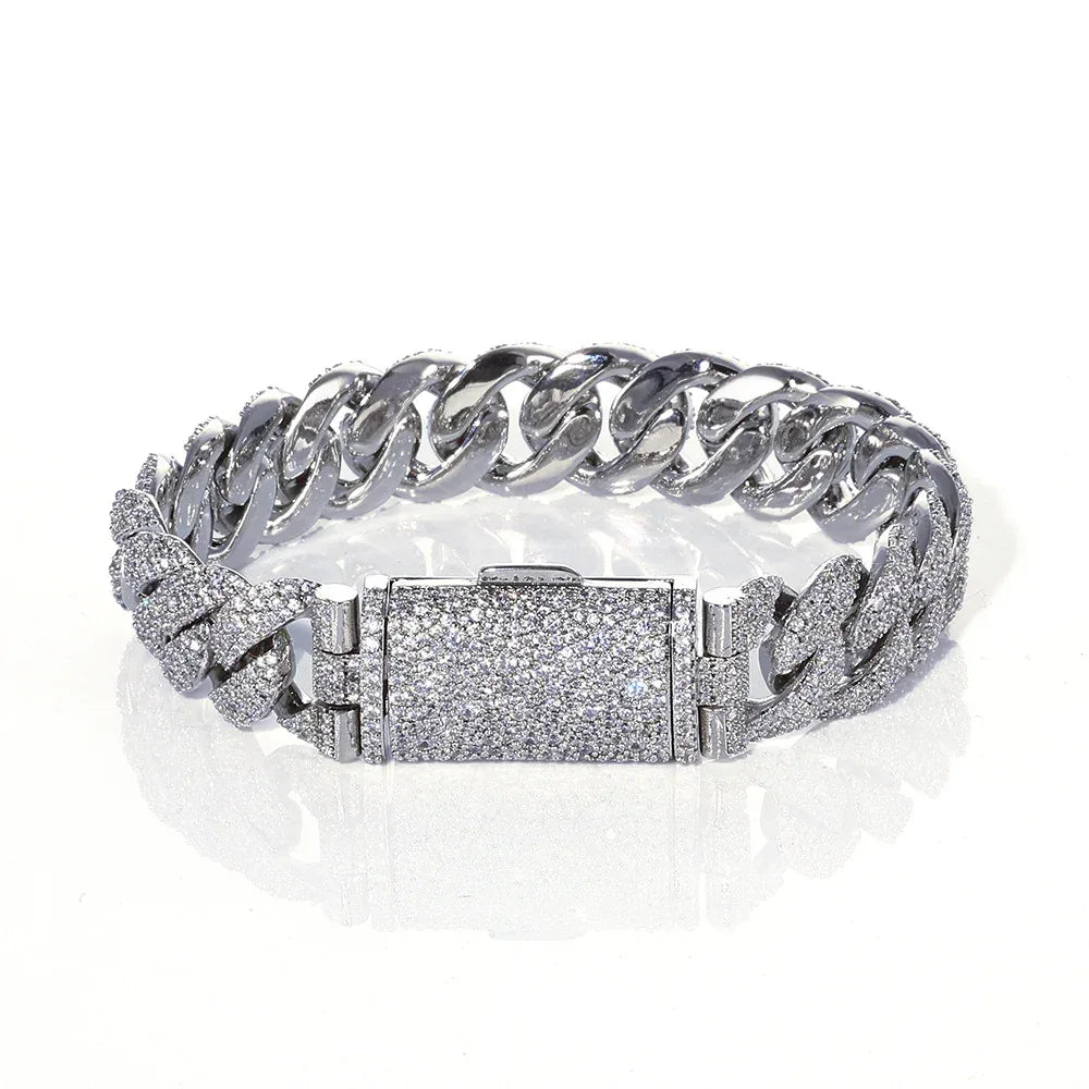 14mm Iced Out Cuban Chain Necklace Zircon Rapper - CaratixJewelry