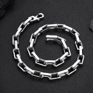 9mm Stainless Steel Bamboo Link Chain Necklace with Square Clasp for Men | Caratix Jewelry - CaratixJewelry
