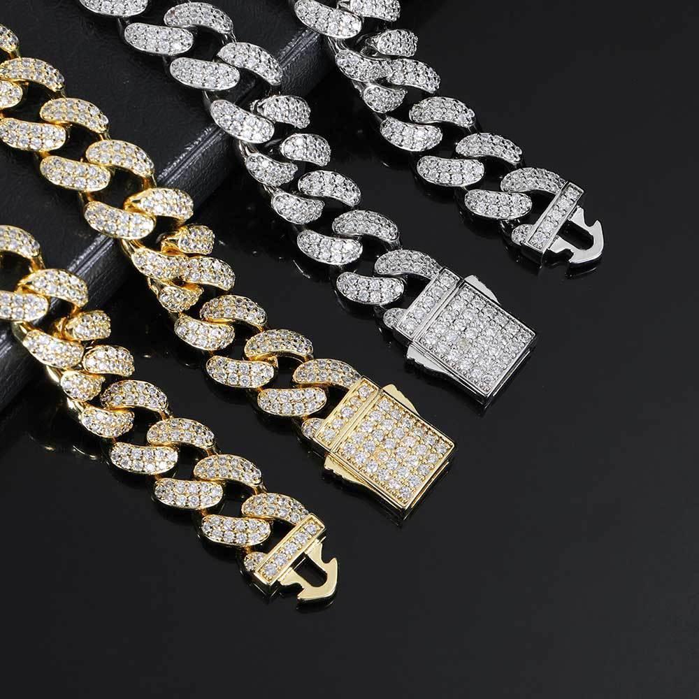 12mm Double Row Zircon Cuban Chain Bracelet - CaratixJewelry