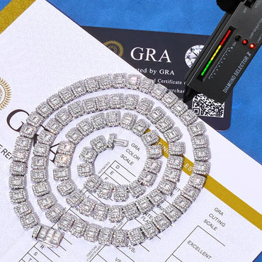 Triple-Row Moissanite Bubble Cuban Link Chain – Custom S925 Sterling Silver Iced-Out Hip Hop Men’s Luxury Streetwear Necklace - CaratixJewelry