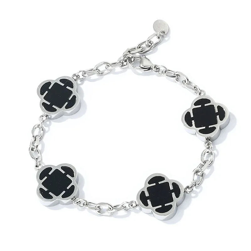 Stainless Steel Clover O-Chain Bracelet Non-Tarnish Gold Clover Link - CaratixJewelry