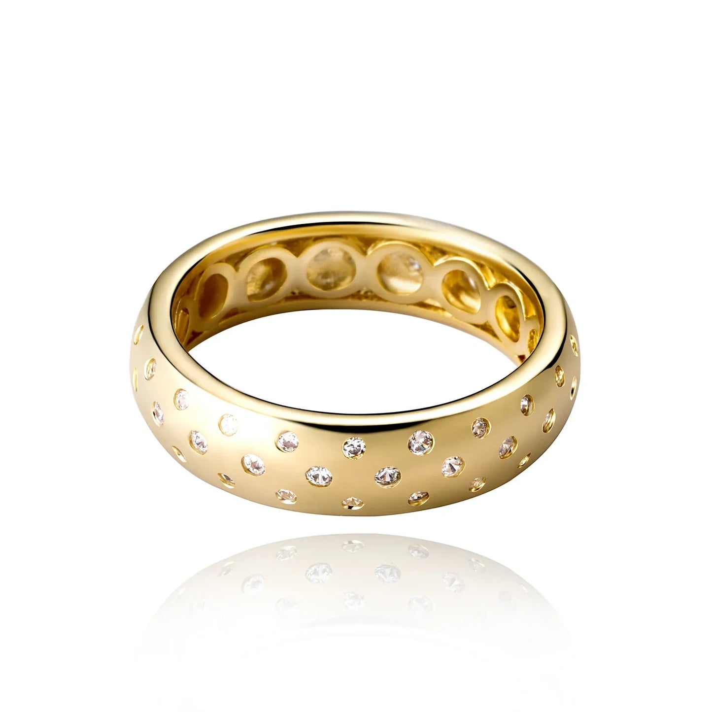 Minimalist Stardust Pave Ring | Elegant Star-Set Zirconia Band | Caratix