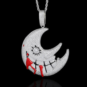 Trippie Redd Moon Pendant Necklace with Zircon Stones for Men | Caratix Jewelry - CaratixJewelry