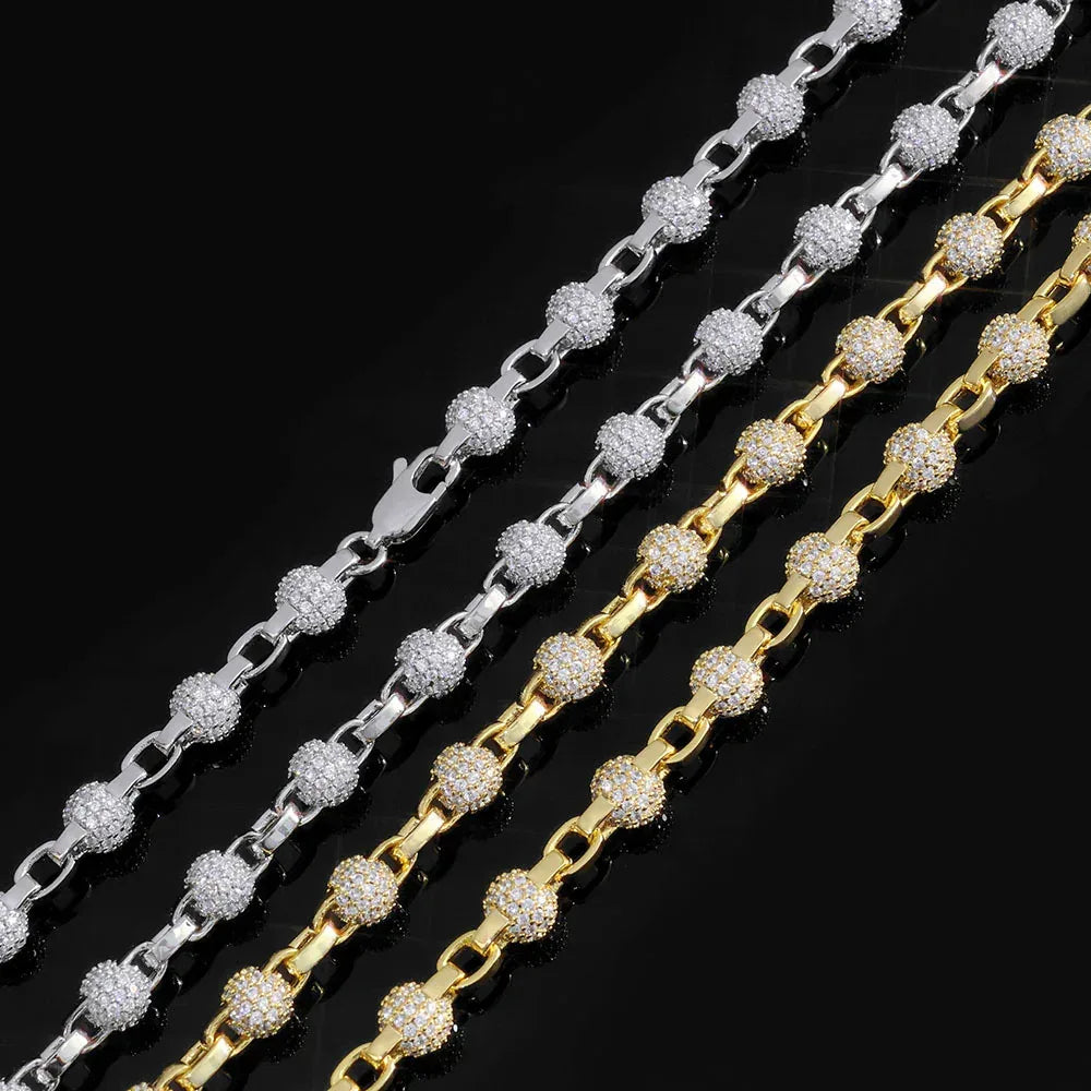 6mm Beaded Chain Necklace Zircon Hip Hop Jewelry for Men | Caratix Jewelry - CaratixJewelry