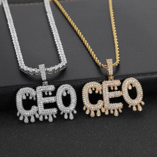 Drop-Shaped Letter and Number Pendant Necklace for Men | DIY Customizable Hip Hop Jewelry | Caratix Jewelry - CaratixJewelry