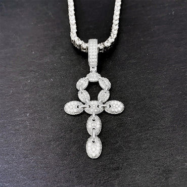 Iced Out Cross Pendant | Men's Gold Plated Hip Hop Cross Necklace | Caratix