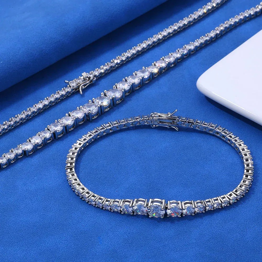 Graduated Zircon Tennis Chain Necklace Iced Out Bling Jewelry | Caratix Jewelry - CaratixJewelry
