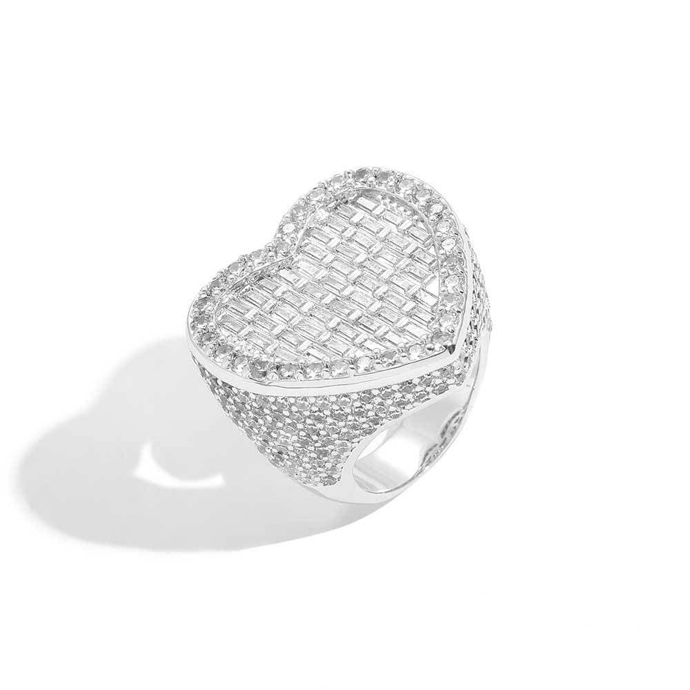 Heart-Shaped Zircon Ring with T-Shaped Design for Men | Trendy Hip Hop Jewelry | Caratix Jewelry - CaratixJewelry