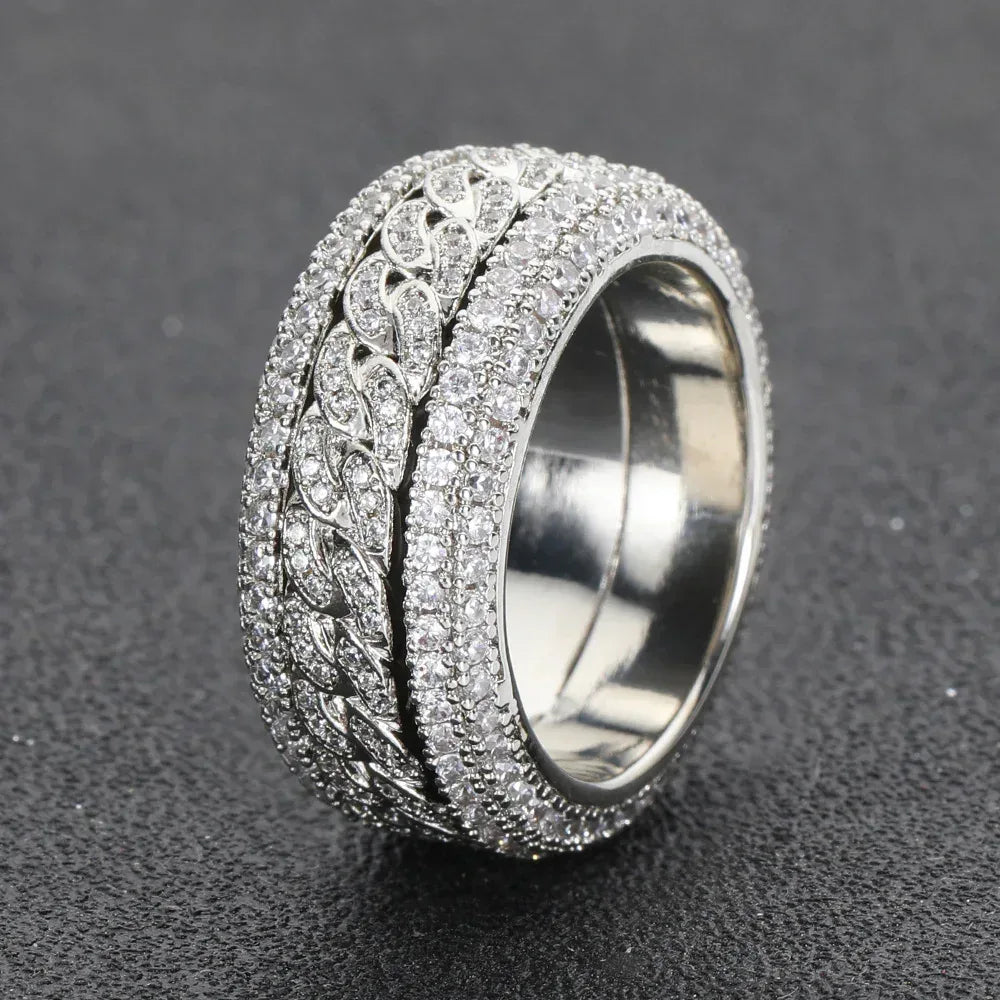 Rotating Cuban Zircon Ring for Men | Trendy Hip Hop Jewelry | Caratix Jewelry - CaratixJewelry