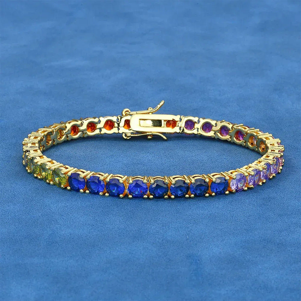 5mm Colorful Zircon Tennis Chain Bracelet Hip Hop Jewelry for Men | Caratix Jewelry - CaratixJewelry