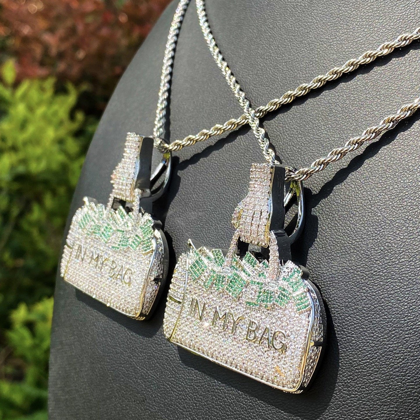 Women's "Secure The Bag" Handbag Necklace | Premium Copper CZ Wealth Jewelry - CaratixJewelry