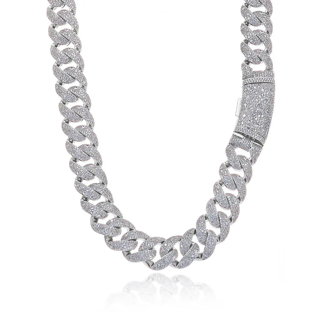 22mm Iced Out Custom Cuban Chain Necklace with Box Clasp - CaratixJewelry