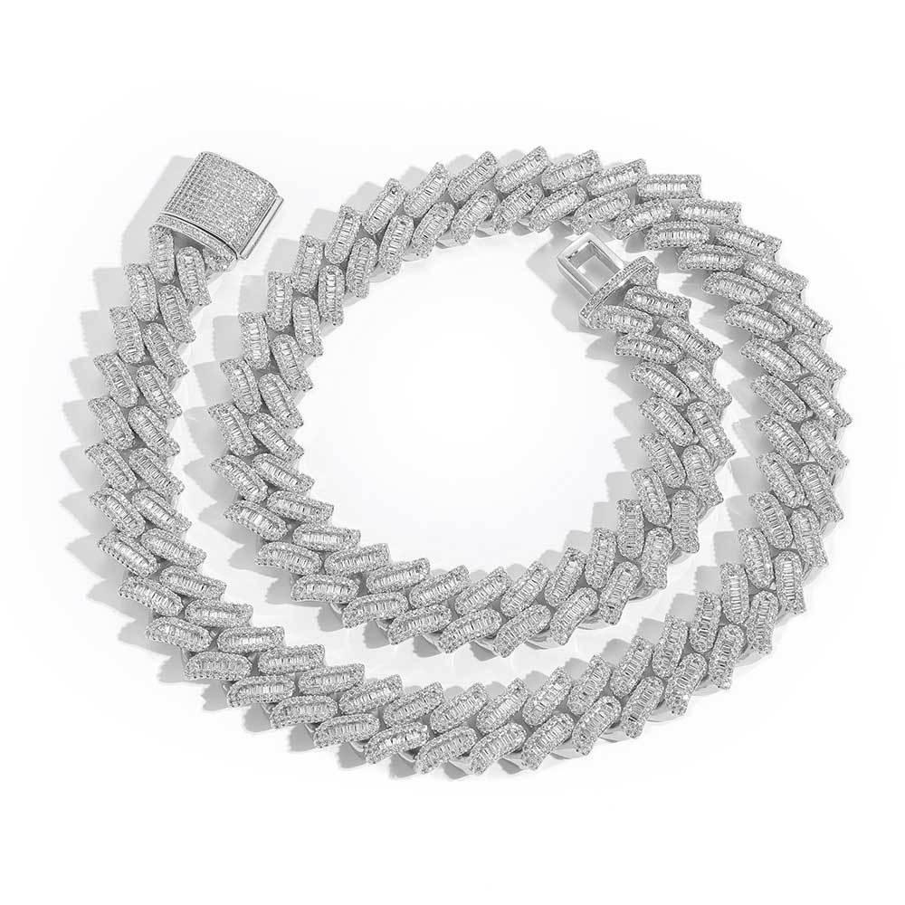 15mm Thorn Cuban Chain Mixed Set T-Cut Zircon Gold Plated - CaratixJewelry