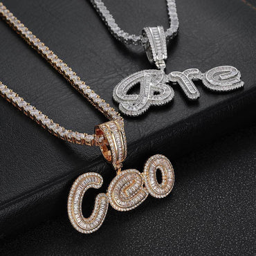 Custom Letter Pendant Necklace with Zircon Stones for Men and Women | Caratix Jewelry - CaratixJewelry