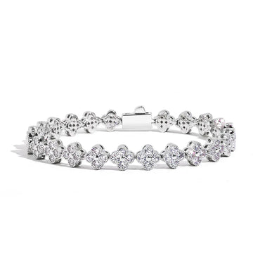 7mm Men's Full Zircon Clover & Plum Blossom Bracelet | Iced Out Floral Link Chain | Premium Iced Out Jewelry | Caratix - CaratixJewelry