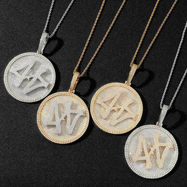 Custom Rotating Letter Pendant Necklace with Micro-Pave Zircon Stones for Men | Caratix Jewelry - CaratixJewelry