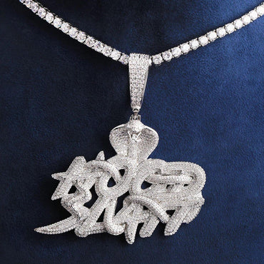 Iced Out King Cobra Pendant | Men's Real Copper 3D Serpent Necklace | - CaratixJewelry
