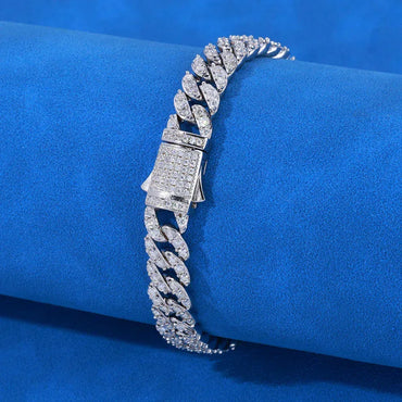 9mm Moissanite Cuban Link Bracelet – Custom S925 Sterling Silver Iced-Out Hip Hop Men’s Luxury Streetwear Accessory - CaratixJewelry