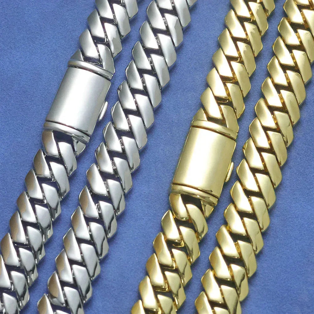 Custom 12mm Plain Rhombus Cuban Link Rapper Chain for Men | Caratix - CaratixJewelry