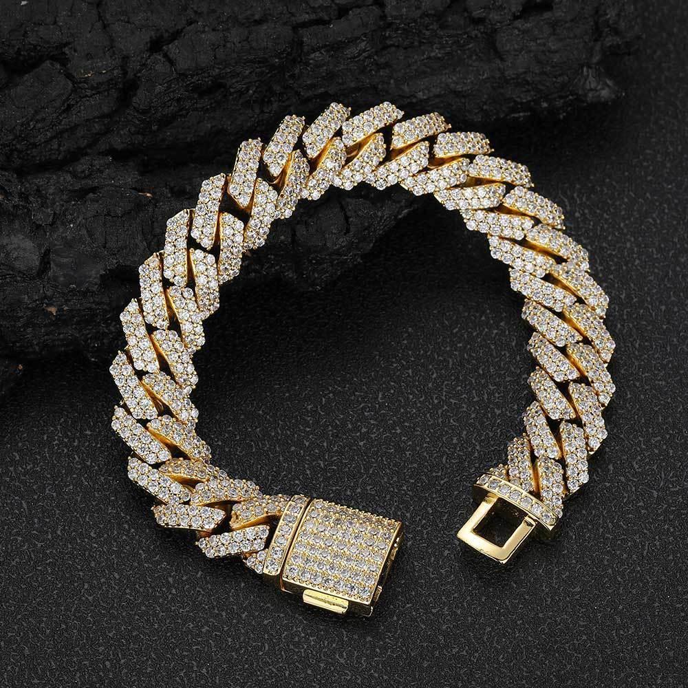 -Pattern Cuban Link Bracelet with Flip Clasp Zircon - CaratixJewelry