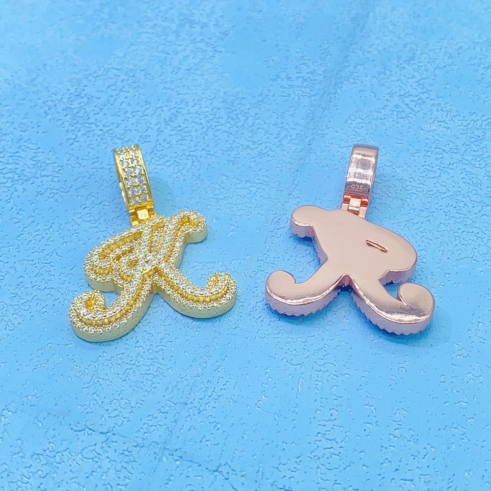 Custom S925 Silver Moissanite Initial Pendant | Iced Out Alphabet Letter | Caratix