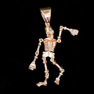 Dark Gothic Skeleton Pendant | Men's Real Copper Skull Necklace - CaratixJewelry