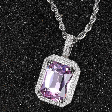 Custom Colored Gemstone Pendant Necklace with Zircon Stones for Men and Women | Caratix Jewelry - CaratixJewelry