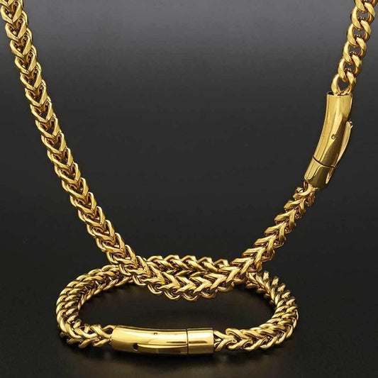6mm Cuban Chain Necklace Stainless Steel Titanium Gold Chain Rapper Style | Caratix Jewelry - CaratixJewelry