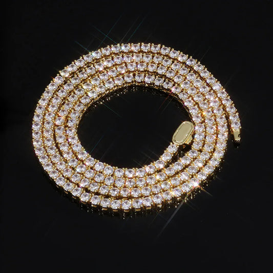 Zircon Tennis Chain Necklace Spring Clasp for Men & Women | Caratix Jewelry - CaratixJewelry