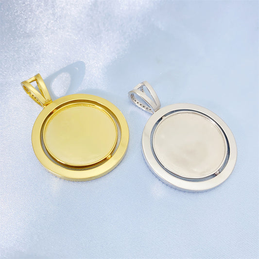 S925 Sterling Silver Rotating Double-Sided Moissanite Photo Pendant | DIY Picture Charm | Caratix