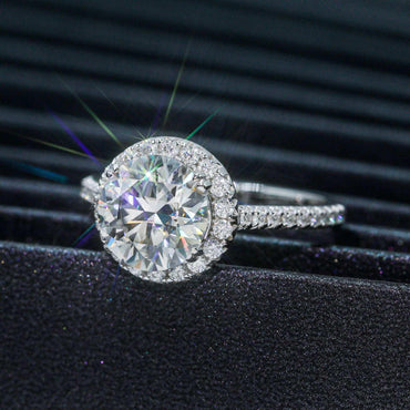 3ct Round Moissanite Engagement Ring | S925 Silver Luxury Women’s Bridal Jewelry - CaratixJewelry