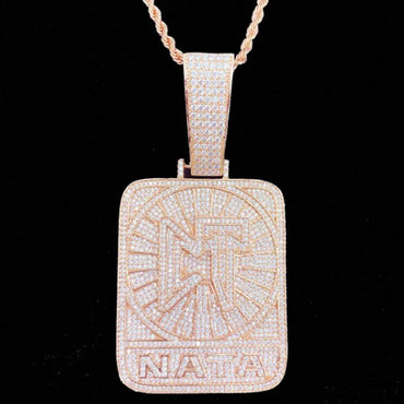 Iced Out CT NATA Pendant | Natanael Cano "Corridos Tumbados" Necklace | Premium Copper CZ Hip Hop Jewelry | Nata Montana Fan Bling | Caratix - CaratixJewelry