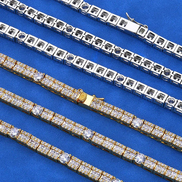 Custom 6mm Round & Square Mixed-Cut Tennis Chain Hip Hop Jewelry | Caratix - CaratixJewelry