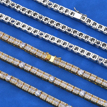 Custom 6mm Round & Square Mixed-Cut Tennis Chain Hip Hop Jewelry | Caratix - CaratixJewelry