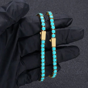 4mm Turquoise Style Tennis Bracelet Hip Hop Jewelry for Men | Caratix Jewelry - CaratixJewelry