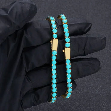 4mm Turquoise Style Tennis Bracelet Hip Hop Jewelry for Men | Caratix Jewelry - CaratixJewelry