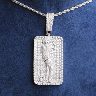 Iced Out Rapper with Microphone Pendant | Men's Real Copper CZ Performer Necklace - CaratixJewelry