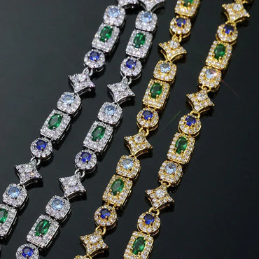 6mm Geometric Color Zircon Hip Hop Necklace Rapper Iced Out Chain Style | Caratix Jewelry - CaratixJewelry
