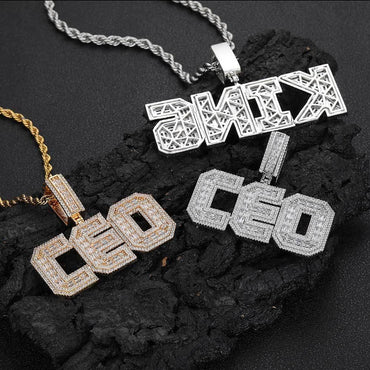 Custom T-Shaped Zircon Letter Pendant Necklace with DIY Design for Men | Caratix Jewelry - CaratixJewelry