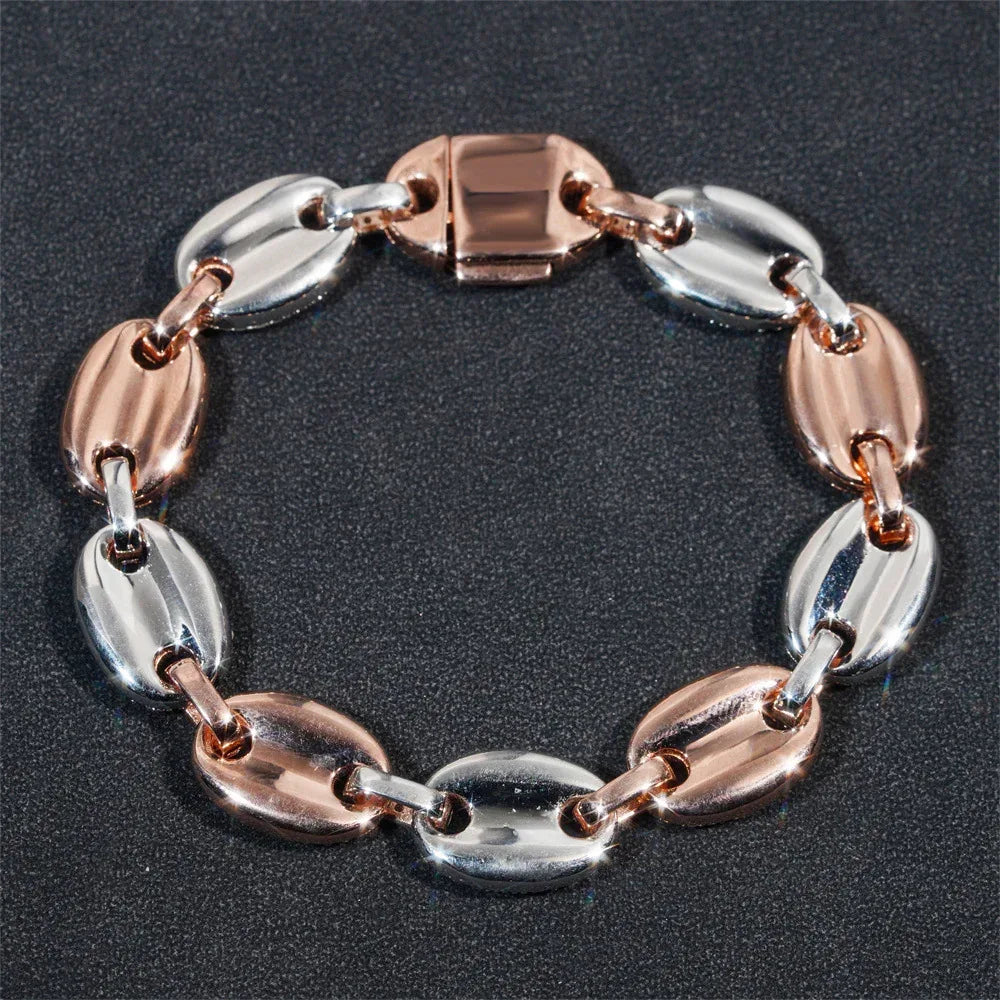 13mm Moissanite Pig Nose Cuban Link Bracelet/Necklace – S925 Sterling Silver Iced-Out Hip Hop Streetwear Jewelry - CaratixJewelry