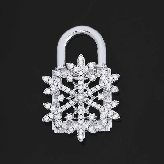 Lock Snowflake Pendant Necklace Zircon Hip Hop Jewelry for Women | Caratix Jewelry - CaratixJewelry